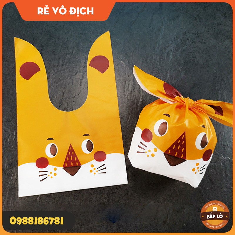 Túi Tai Thỏ Cỡ Trung Bình Đựng Bánh Kẹo Xinh Xắn Dễ Thương Size 13.5*22cm - Set 10 túi