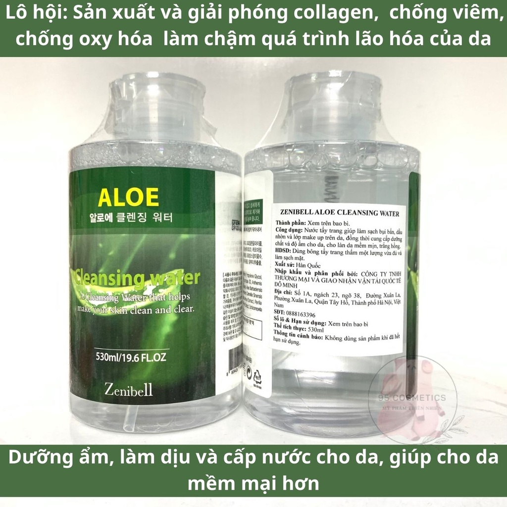 3 Loại Nước Tẩy Trang Zenibell 530ml, Không Chứa Cồn Làm Sạch Sâu Mắt Môi, Dành Cho Da Dầu, Da Mụn, Da Khô &amp; Da Nhạy Cảm