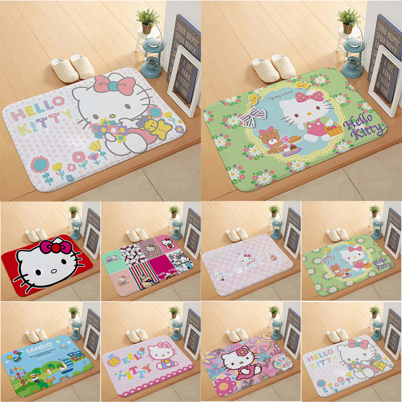 Thảm lót cửa chùi chân Chống Trượt In Hình Mèo Hello Kitty