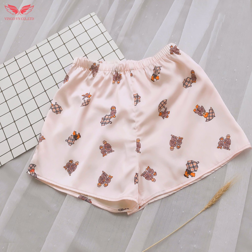 Quần Cộc Mặc Nhà Ngủ Nữ Chất Liệu Lụa Pháp Cao Cấp Freesize Nhiều Màu Nhiều Họa Tiết QN VNGO | BigBuy360 - bigbuy360.vn