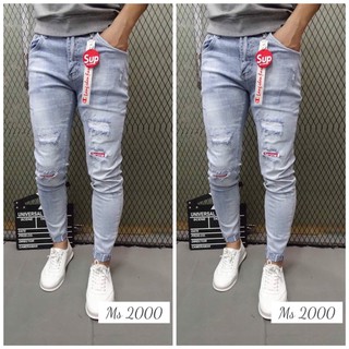Quần Jean Dài Nam RÁCH VÁ ĐỎ Sổ Lai Phong Cách MS2000