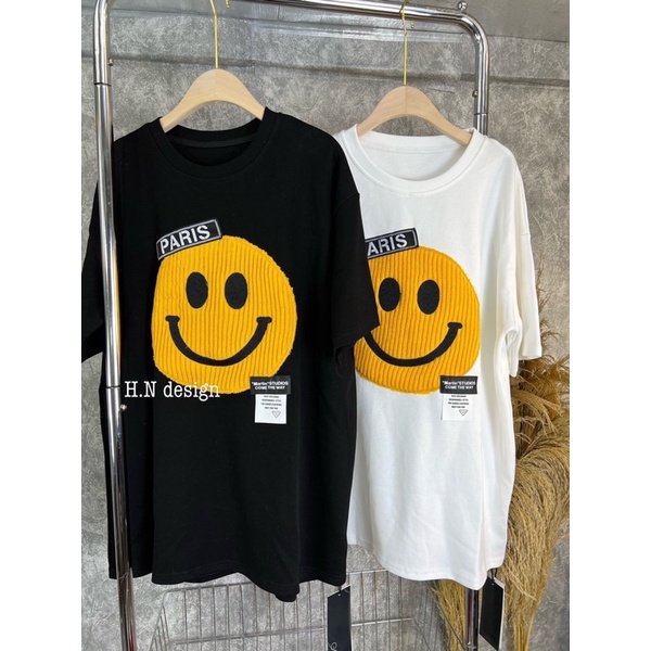 Áo thun nữ, Áo phông nữ hình mặt cười thêu nổi hàng QCL1