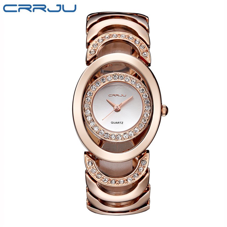 CRRJU ladies watch stainless steel waterproof fashion business casual 2201