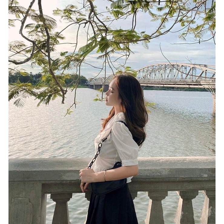 Áo sơ mi tay bồng cổ sen bèo tiểu thư, Áo babydoll Hàn Quốc đẹp Maitrangshop92 – (TTA67)