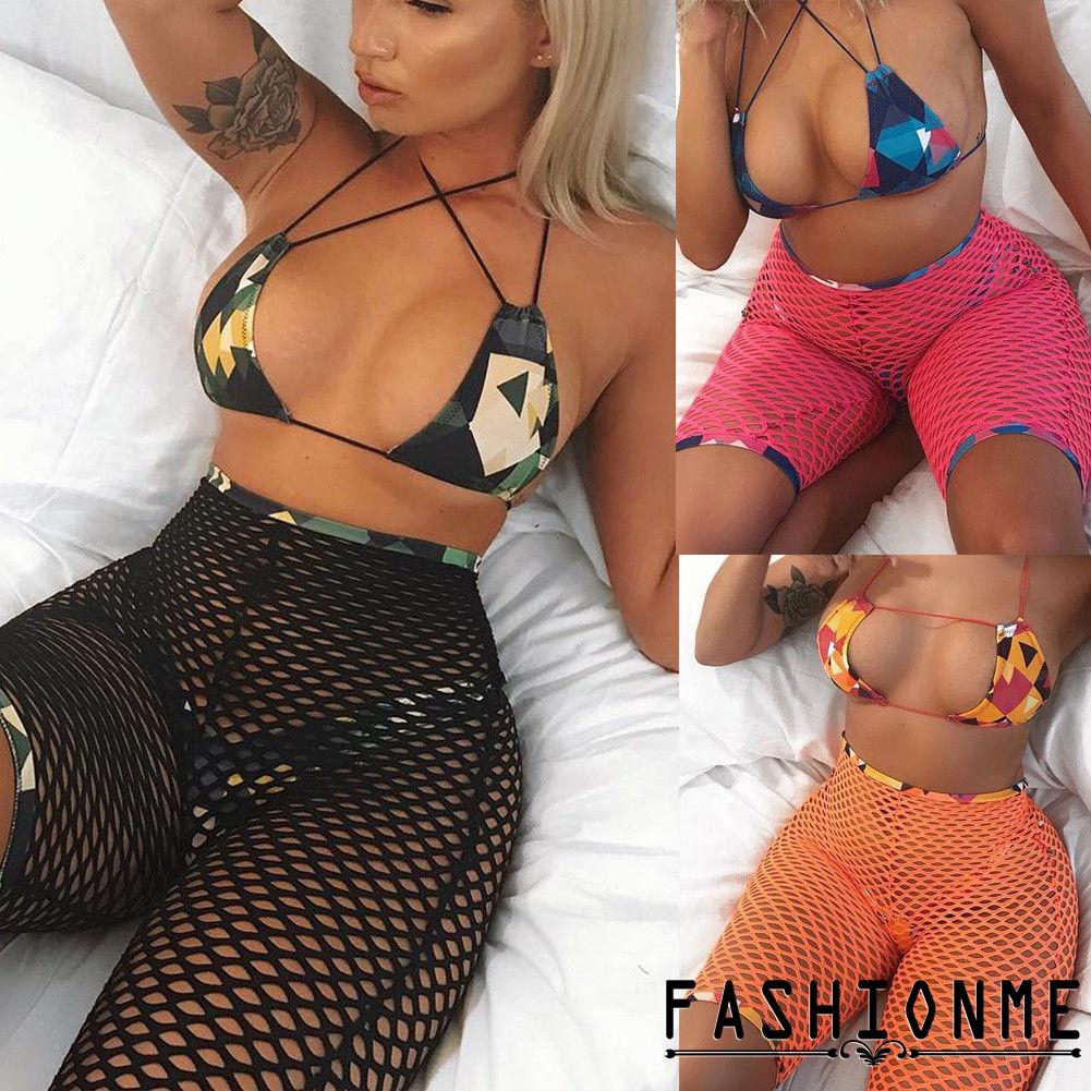 Set 3 bikini quần lưới thời trang nữ đi bơi gợi cảm