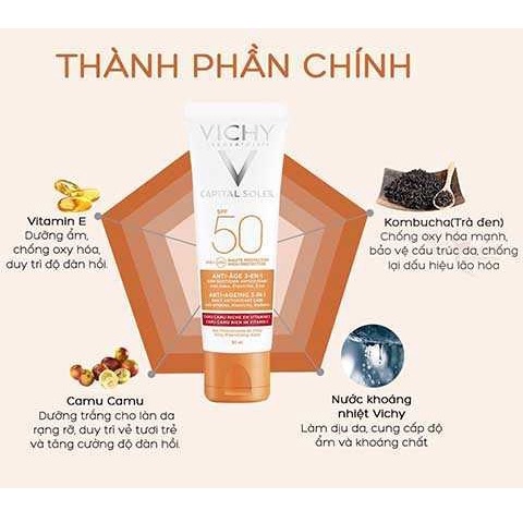 Kem chống nắng Vichy Capital Soleil Anti Ageing Cải Thiện Các Dấu Hiệu Lão Hóa SPF 50 50ml