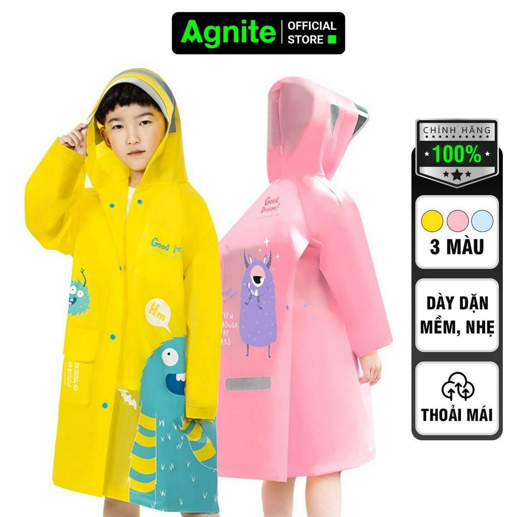 Áo Mưa Trẻ Em - Siêu Dày Chống Thấm Nước Có Phản Quang Phơi Mau Khô Che Kín Người Kèm Túi Đựng, Chất Liệu An Toàn