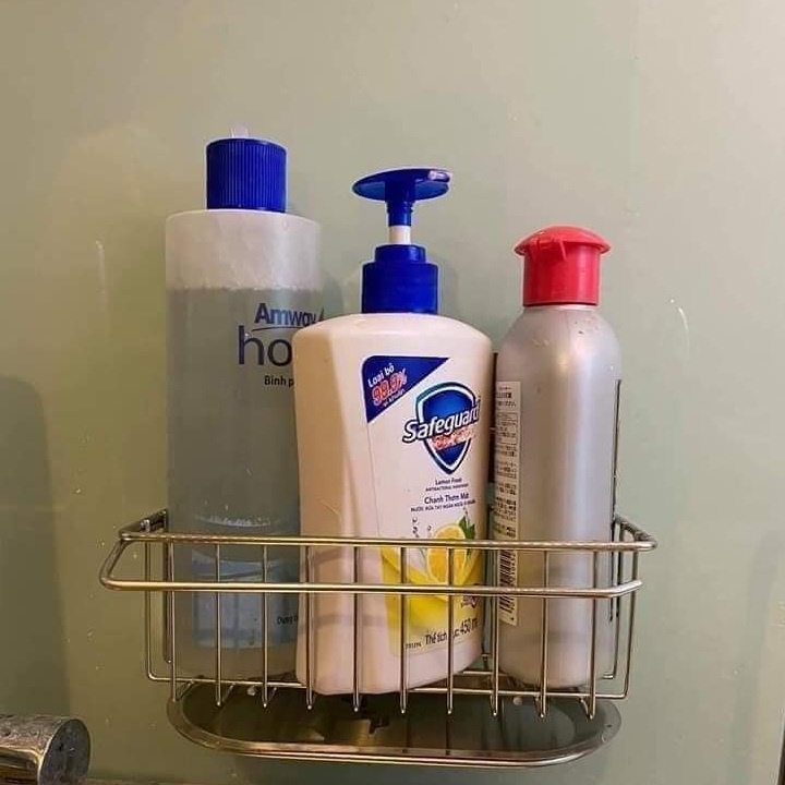 Kệ Inox Đựng Đồ Rửa Chén Kèm Khay Hứng Nước Dán Tường Tiện Lợi