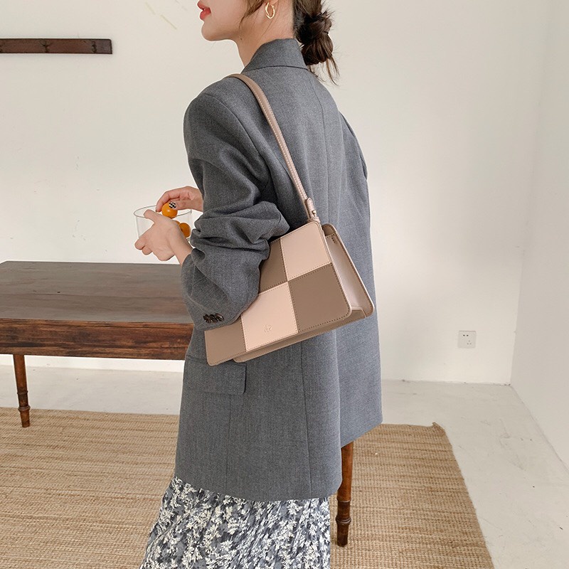Túi xách nữ kẹp nách đeo vai đeo chéo MICOCAH dáng công sở thời trang phối màu vintage da cao cấp cực đẹp MSP: 571