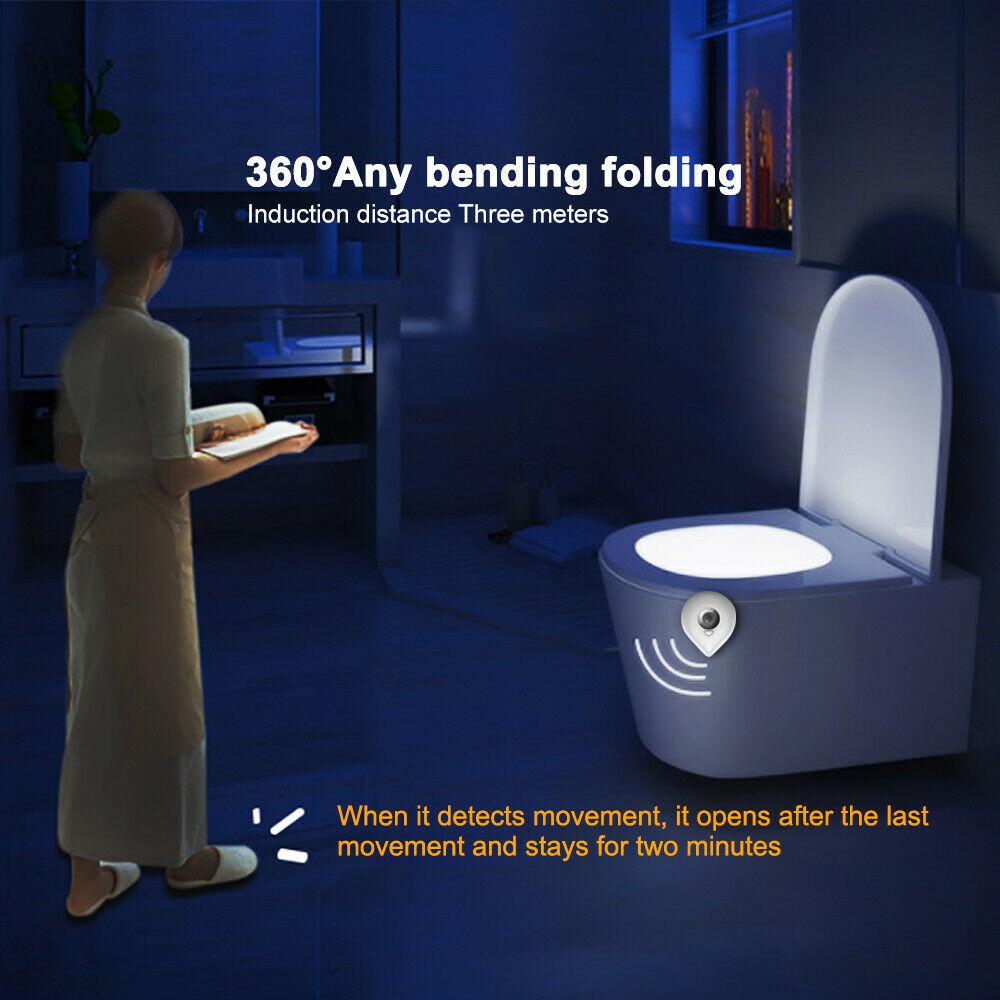 Đèn led trang trí toilet với cảm biến chuyển động với 8 màu chuyển động khác nhau