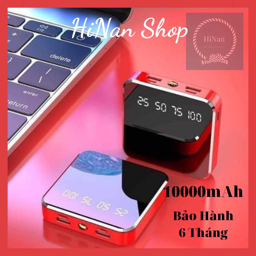 Sạc Dự Phòng Mini SDP Gọn Gàng Hình Vuông Có Đèn Led và Cổng Usb Pin 10000mAh - HiNan Shop