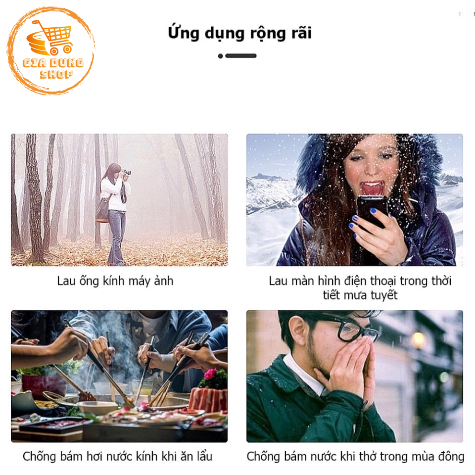 Khăn Giấy Lau Kính Nano Chống Hơi Nước, Mờ Sương, Vân Tay, Bụi Bám (Hộp 100 Miếng)