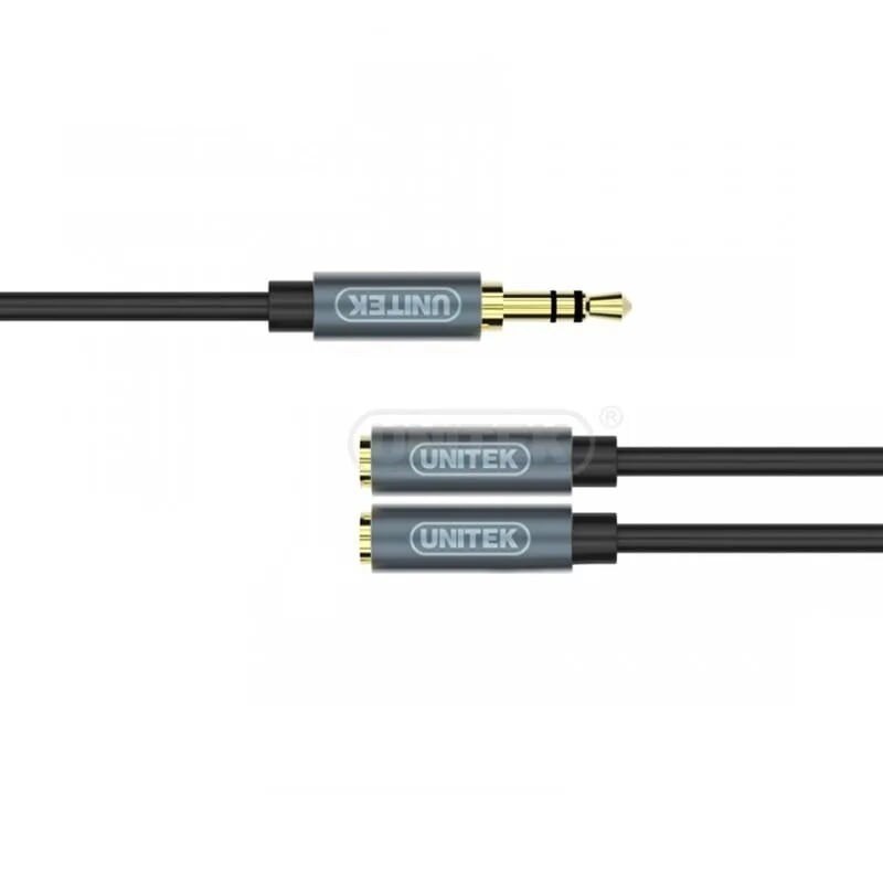 Cáp chia âm thanh từ 1 cổng audio 3.5mm 3 ly sang 2 cổng 3 ly đầu cái dành cho 2 chia sẻ âm thanh UNITEK YC 956abk