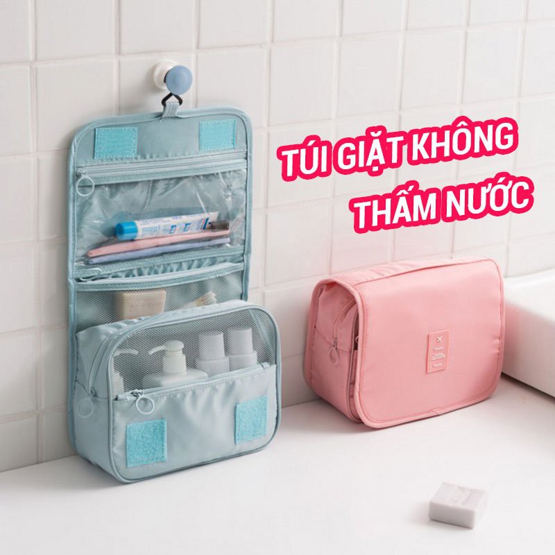 Túi đựng mỹ phẩm, trang điểm, du lịch, đồ dùng cá nhân du lịch nhỏ gọn có móc treo cao cấp