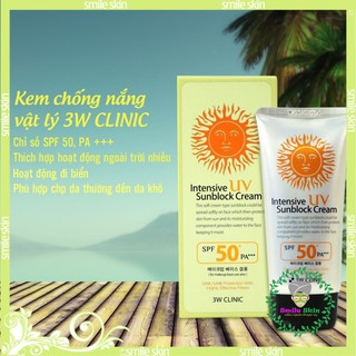 (100% chính hãng) Kem chống nắng Intensive Uv Sunblock Cream 3W Clinic SPF 50++