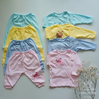 Bộ Quần Áo Sơ Sinh Cotton Dài Tay Cúc Cài Chéo 💖FREE SHIP💖Chất Vải Mềm Mát Không Bai Xù, Đường May Chắc Chắn.