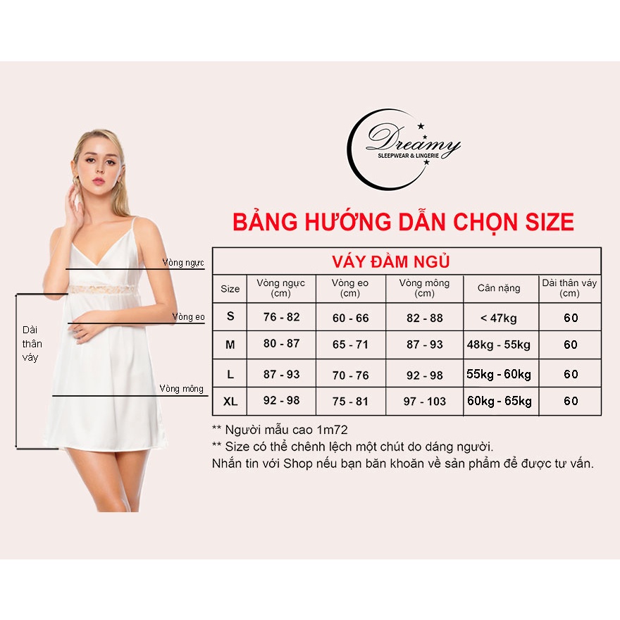 Váy ngủ xinh nữ dáng xòe cách điệu phần eo phối ren Dreamy VX16