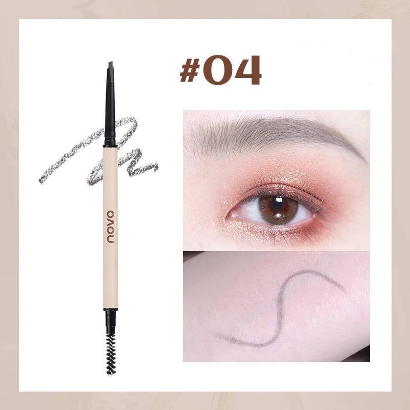 Bút Chì Kẻ Lông Mày NOVO Đầu Tam Giác Màu Nâu Đậm Đậm Chống Nước Không Lem