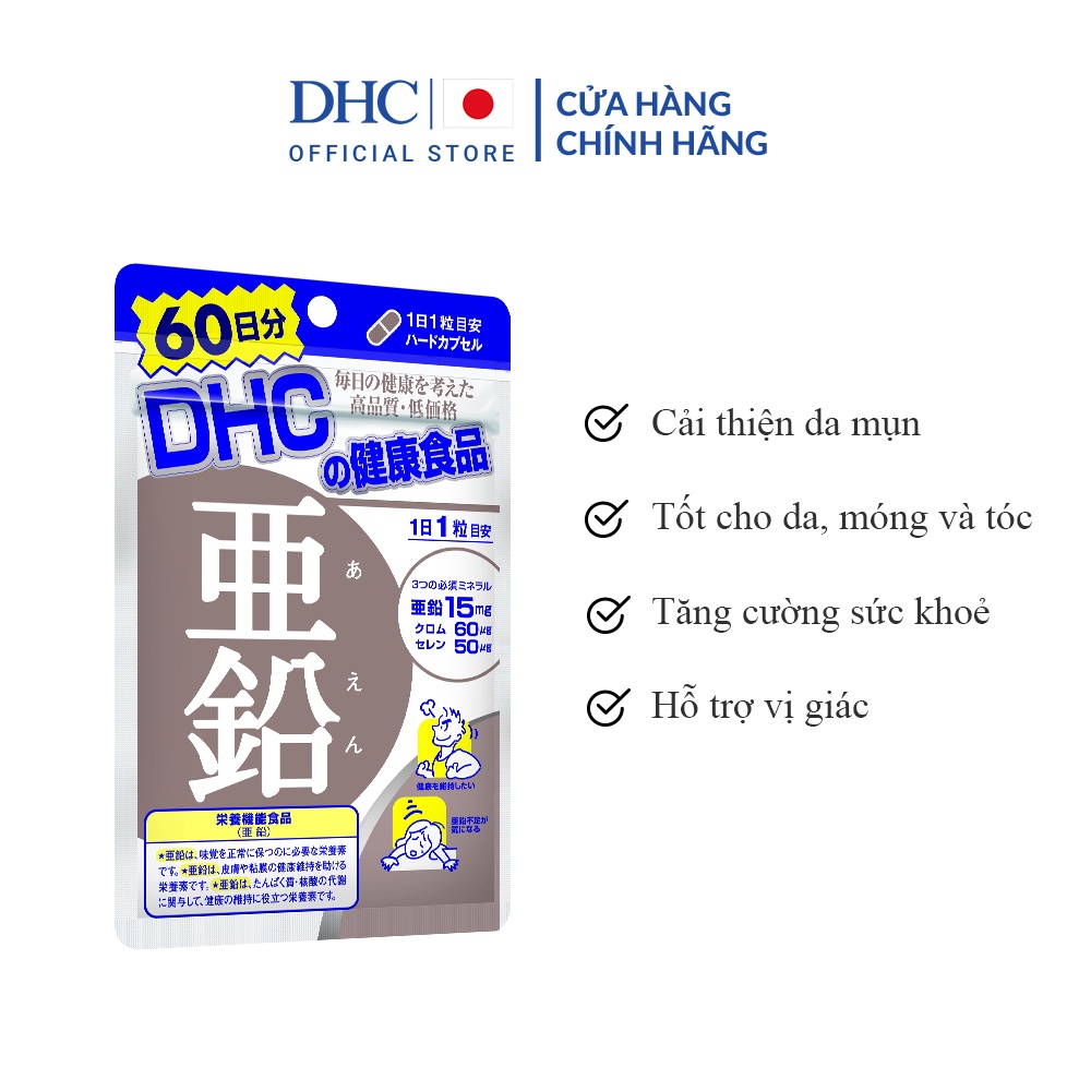  Viên uống Bổ sung Kẽm DHC Zinc 20v/gói và 60v/gói