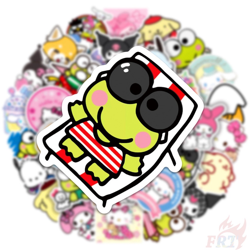 ❉ Sanrio Cartoon Kawaii Character Mixed Series 02 Stickers ❉ 50Pcs/Set Q Melody Kuromi Kerokero Keroppi Cinnamoroll Hello Kitty DIY Fashion Luggage Laptop Skateboard Decals Doodle Stickers