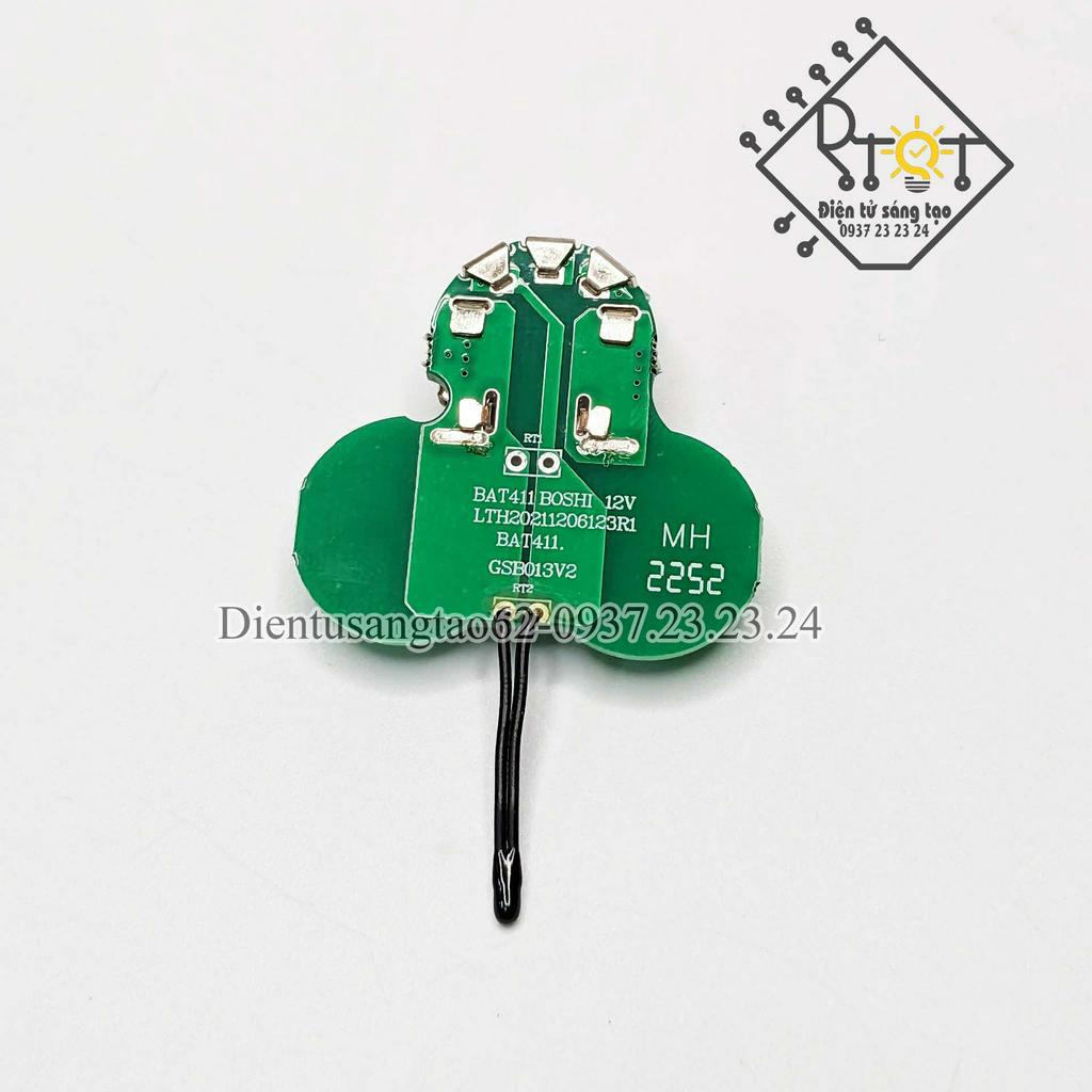 Vỏ mạch thay thế pin Bosch 10.8V 12V 3cell, mạch nhận sạc zin