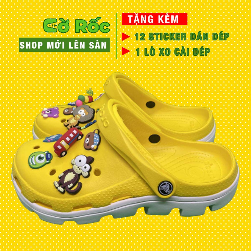 dép cross cho bé trai và bé gái từ 2 tuổi đến 15 tuổi màu vàng đế trắng