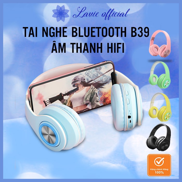 Headphone Bluetooth B39 Âm Thanh Sống Động| Tai Nghe Chụp Tai Gaming Có Mic, Âm Bass Mạnh Chiến Game Cực Chất