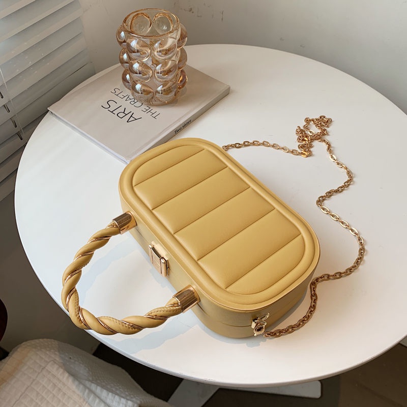 Túi đeo chéo IELGY dáng vuông cỡ nhỏ màu trơn phối dây xích thời trang cao cấp