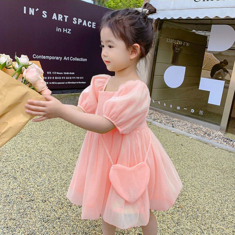 Đầm Bé Gái Đầm Công Chúa Tay Ngắn Màu Trơn Se7en Cho Bé Gái