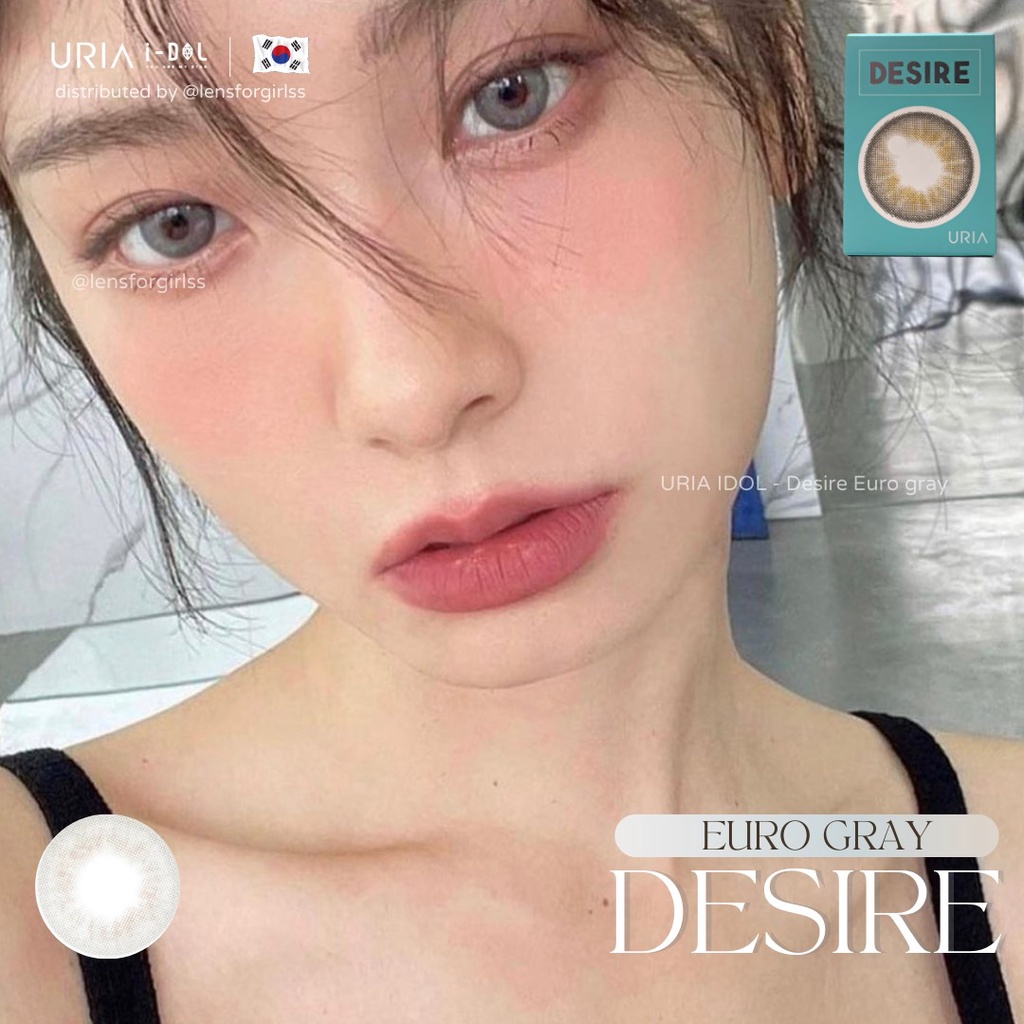Kính áp tròng xám tây nổi bật DESIRE EURO GRAY chính hãng IDOL LENS | HSD 8-12 tháng | Lens cận