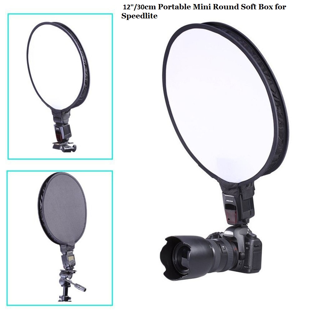 Hộp Tản Sáng Hình Tròn Mini 30cm/40cm Cho Đèn Flash Máy Ảnh Canon Nikon Sony Godox Yongnuo