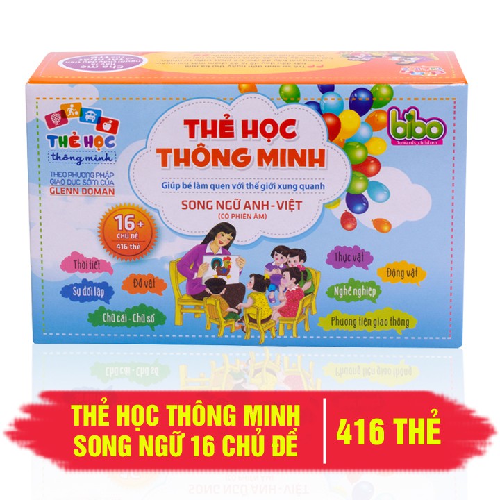 Thẻ học thông minh song ngữ 16 chủ đề 416 thẻ