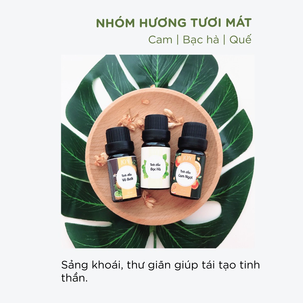 1 Tinh Dầu Thiên Nhiên Joy 10ml + 1 Đèn Đốt Nến Xông Tinh Dầu + 5 Viên Nến Cọ 4h