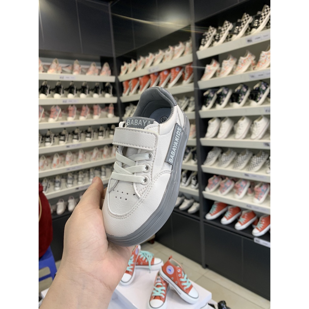 BABAYA Giày Trẻ Em Sneaker Thể Thao Trắng Xám 21015G