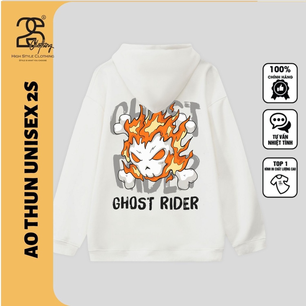 Áo Hoodie Nam Form Rộng In Hình Ghost Rider 2S Clothing, Áo Hoodie Có Mũ Unisex TV5079