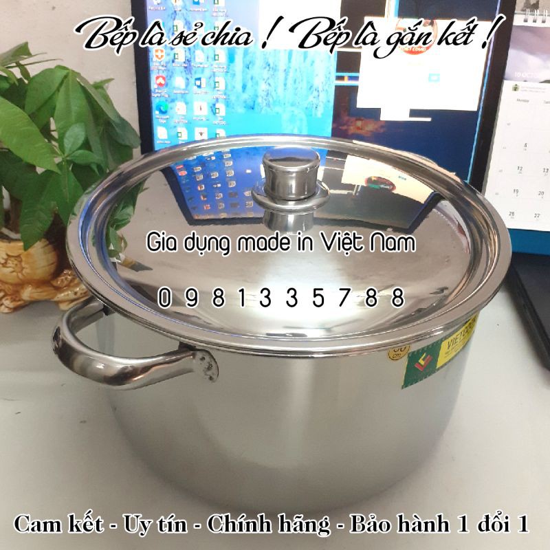 [VIETCOOK OFFICIAL] Nồi luộc gà inox 5, 10, 15, 20 lít Vietcook size 24, 26, 28, 30, 32 sử dụng trên bếp từ