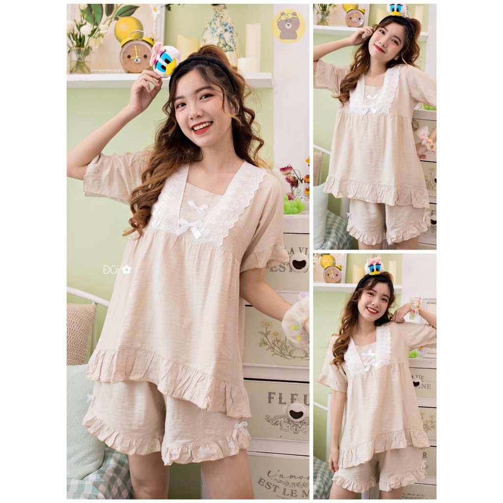 Đồ bộ vải đũi dễ thương (40-60kg) | BigBuy360 - bigbuy360.vn