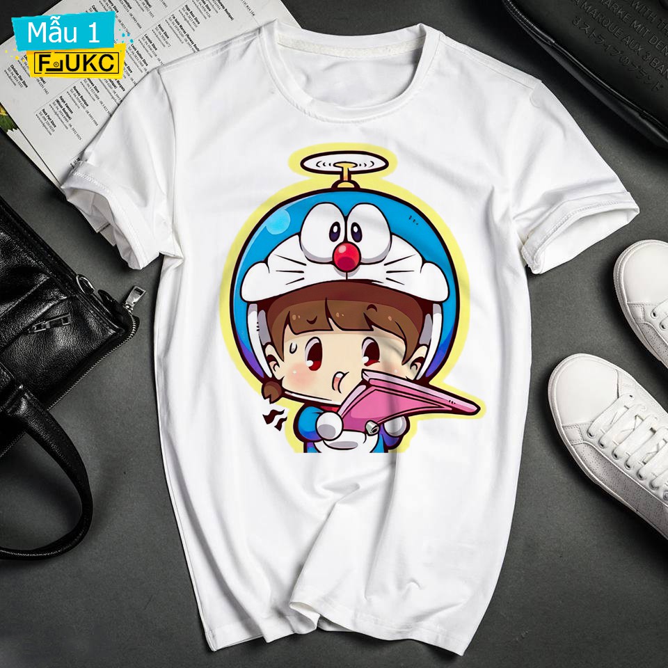 Áo Thun Cặp/Đôi Siêu Cute Với Hình In Doremon Cực Dễ Thương Giá Tốt F710L3