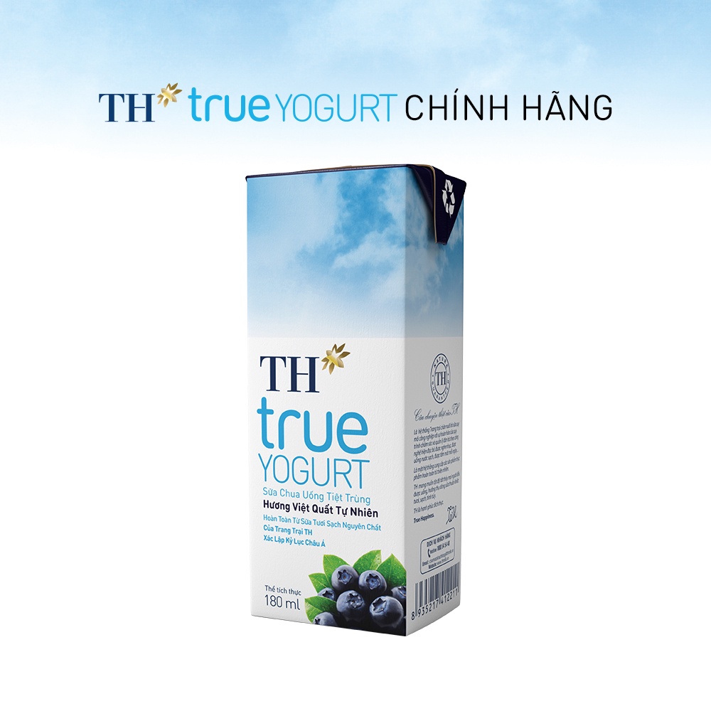 Thùng 48 hộp sữa chua uống tiệt trùng hương việt quất tự nhiên TH True Yogurt 180ml (180ml x 48)