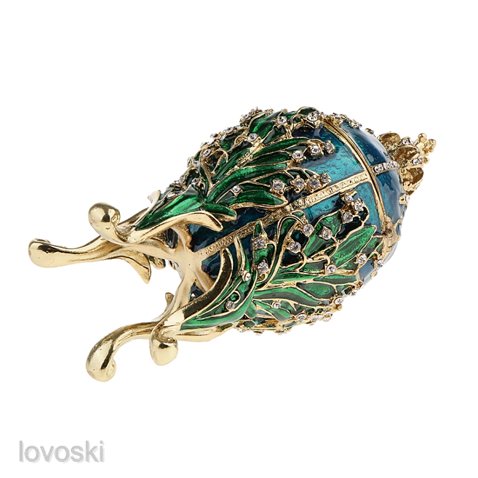 Hộp Đựng Trang Sức 4 Ngăn Hình Trứng Phục Sinh Đính Đá Sang Trọng Kèm Giá Đỡ