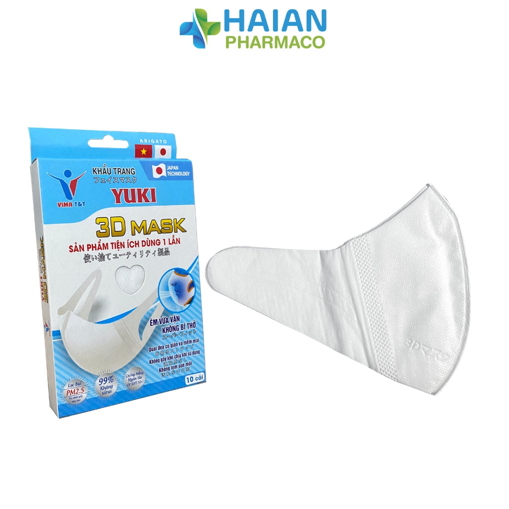 Khẩu trang 3D Mask Yoki 3 lớp kháng khuẩn hộp 10 cái