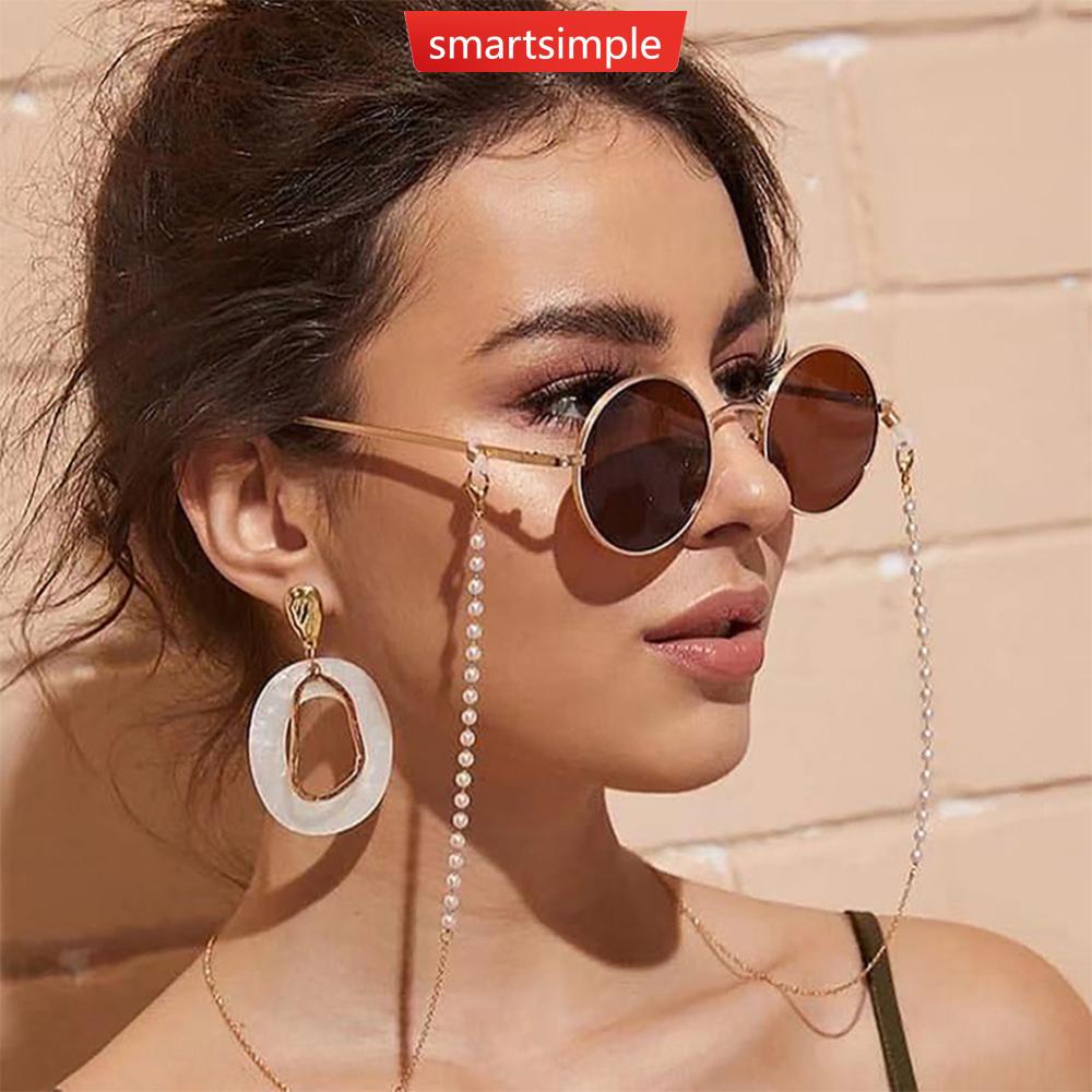 Dây Đeo Kính Mát Đính Ngọc Trai Pha Lê Đơn Giản Thời Trang Dành Cho Nữ A5S1