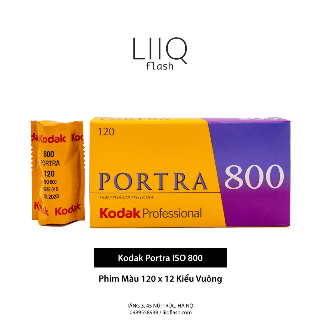 Phim Kodak Portra ISO 800, Màu Color, 120 x 12 Kiểu Vuông, In Date Cho Máy Chụp Ảnh Film - LIIQ Flash