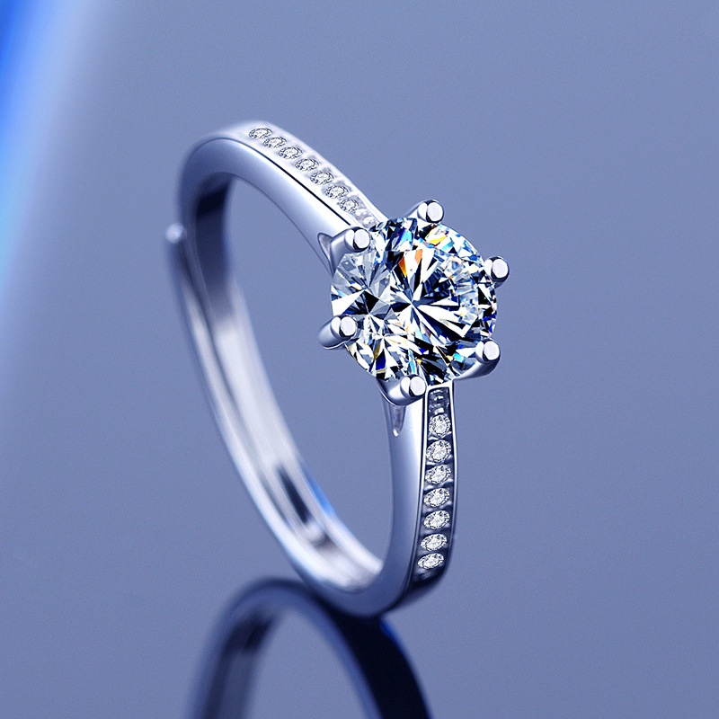 NHẪN BẠC Ý 925 MẠ VÀNG 18K - KIM CƯƠNG MOISSANITE NKC04