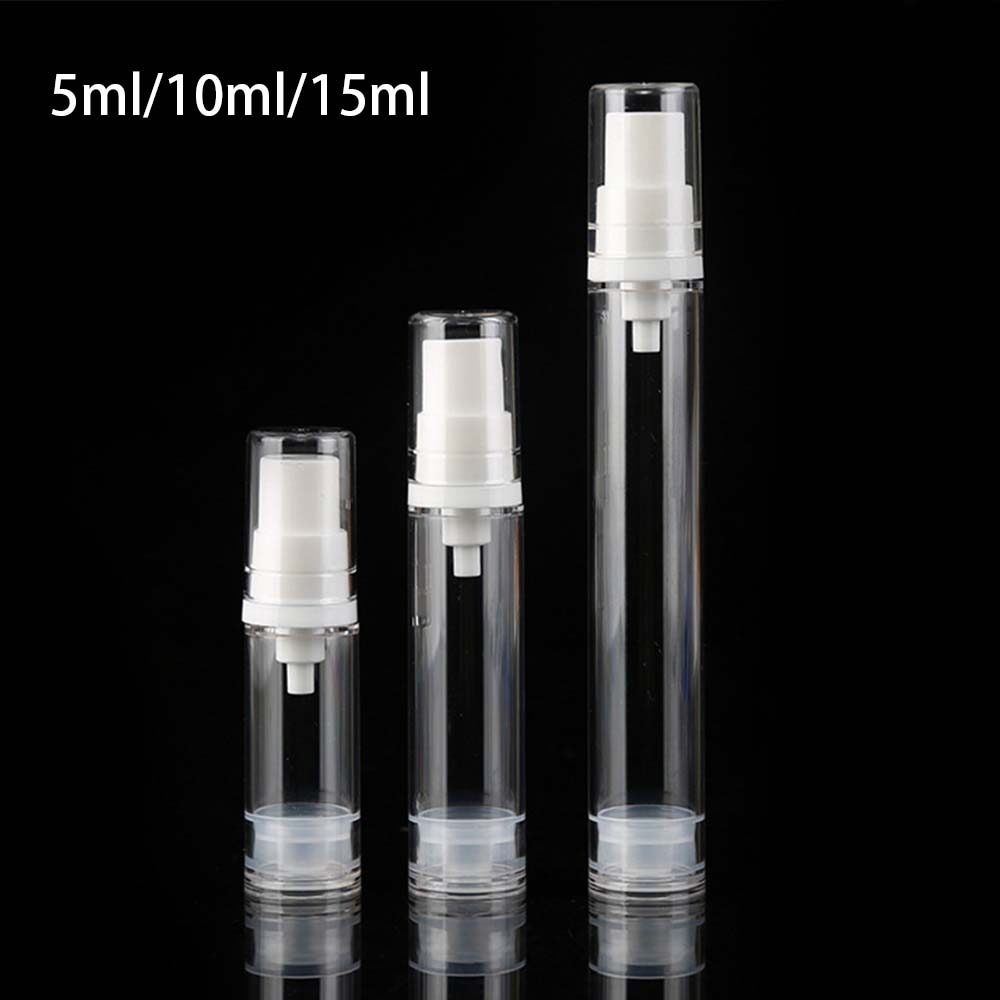 5ml 10ml 15ml Chai mỹ phẩm nhựa có thể bơm lại Chai nhũ tương Xịt trong suốt Máy bơm không khí trong suốt Hộp đựng chân không