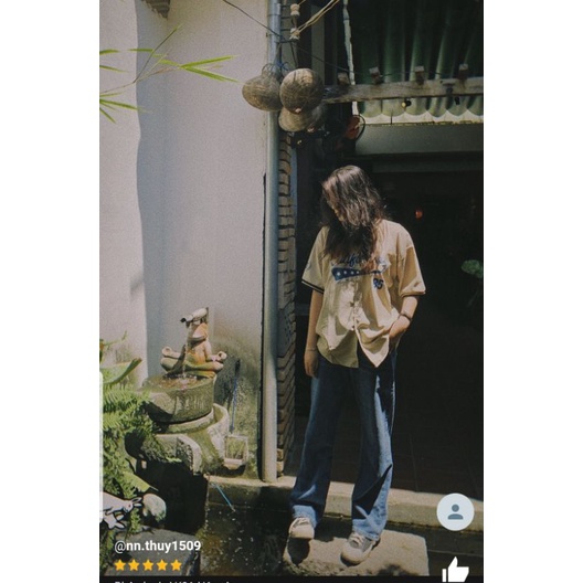 Áo sơ mi mùa hè jacket viền sọc mùa hè dáng bomber tay lửng chất thô mềm in chữ Cali