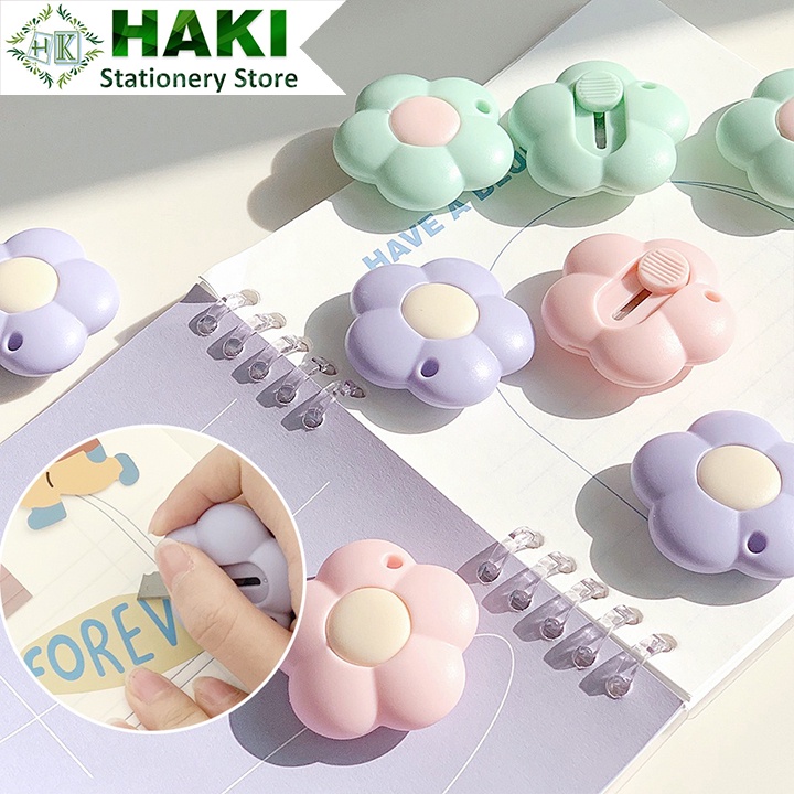 Dao rọc giấy mini hình bông hoa HAKI xinh xắn đáng yêu dọc giấy khui hàng Unboxing bông hoa ngộ nghĩnh D06