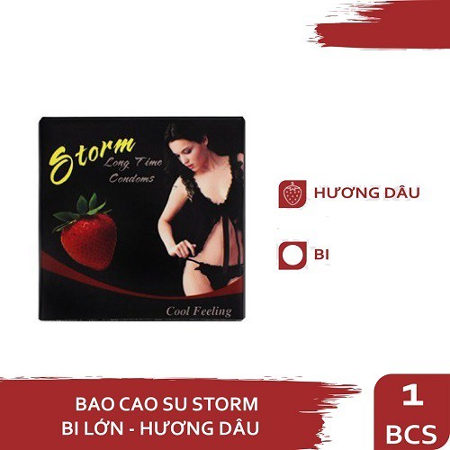 Bao cao su bi Storm Long Time [CHÍNH HÃNG100%], Hộp 1 bao, Bao cao su gai bi, 7 bi lớn đầu bao và gai nhỏ, đỉnh của đỉnh