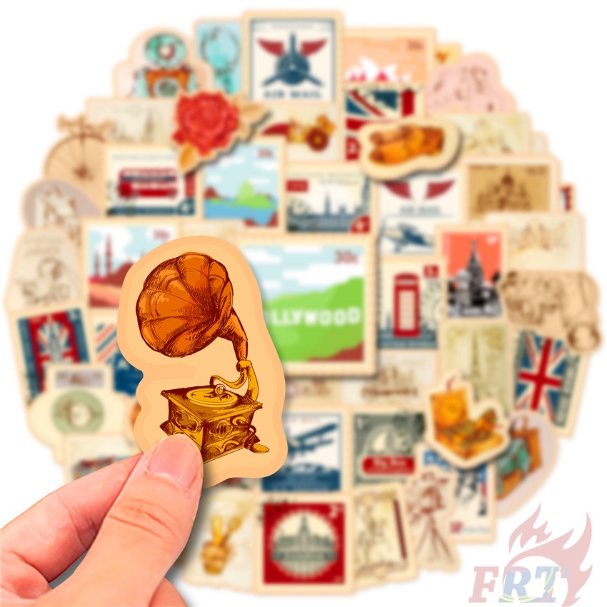 Bộ 100 Cái ❉ Tem Dán Trang Trí Nghệ Thuật Phong Cách Retro Đẹp Mắt ❉ Sticker Dán Tường Chống Thấm Nước Họa Tiết Doodle Hợp Thời Trang