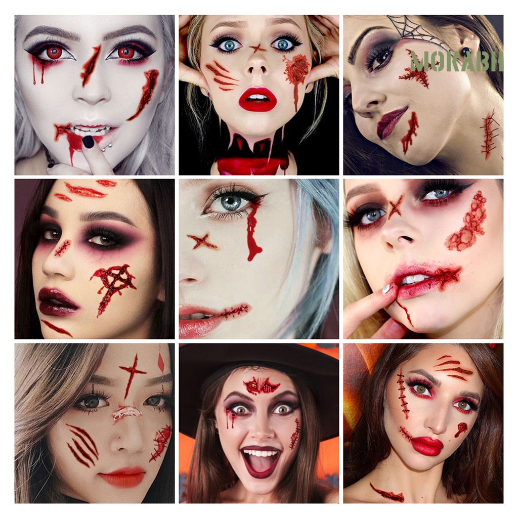 Set 10 Tấm Hình Xăm Dán Tạo Hiệu Ứng 3D Không Gây Đau Phong Cách Halloween Độc Đáo